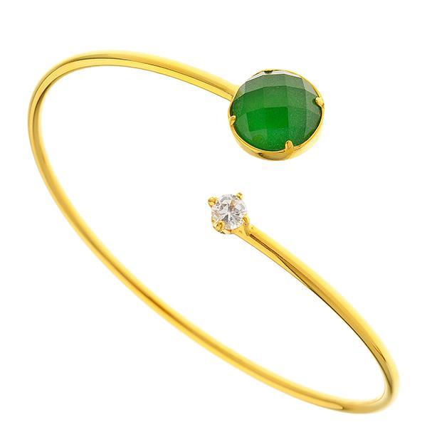 Bracelet made of silver gold plated with green zircon